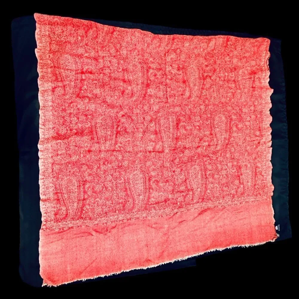 Valerie Stevens Woven Wool Pink Paisley Wrap Shawl Scarf 35” x 67” approx. - Picture 5 of 11